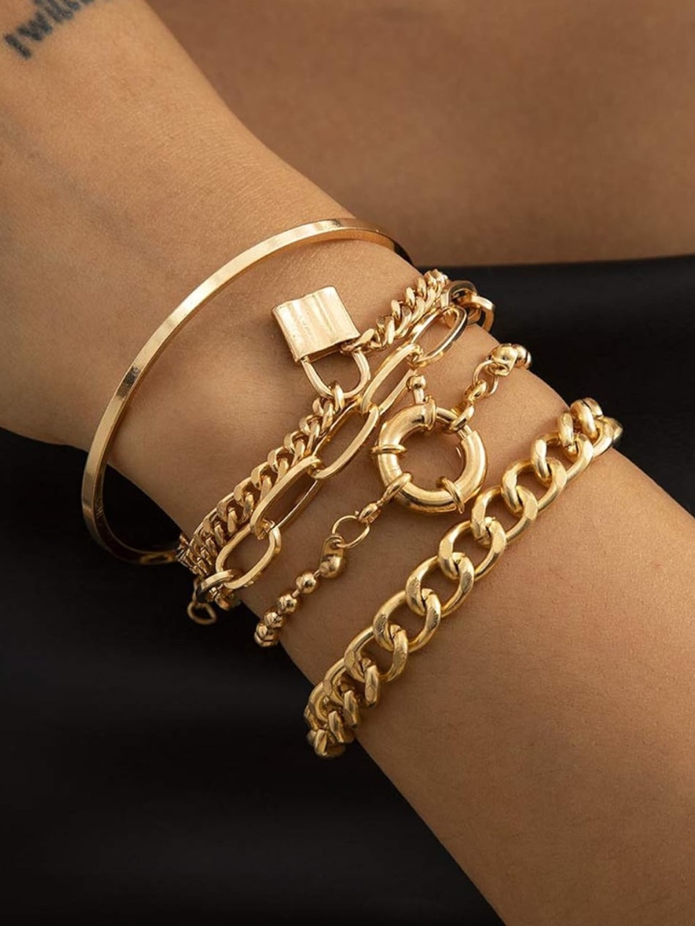 Anthropologie Gold Multi-Chain Bracelet Stack